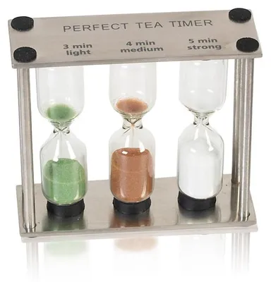 Teeglas-Sanduhr, 3 Zeiteinstellungen, Edelstahl, transparent