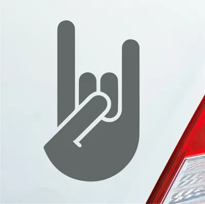 Produktbild von Auto Aufkleber Heavy Metal Gruß Pommesgabel Rock 12x7 cm Grau Sticker Heckscheibenaufkleber