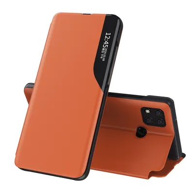 Obrázek produktu pro Pouzdro pro Redmi 9C, Smart View Okénko Flip StojánekPolyuretanKožené Ochranné Pouzdro pro Xiaomi Redmi 9C Pomerančový
