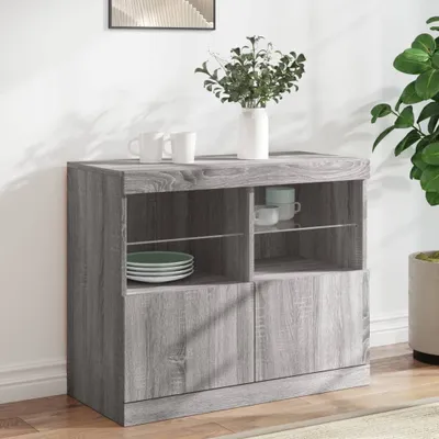 Productafbeelding van Maison Exclusive - Dressoir met LED-verlichting, grijs Sonoma, 81x37x67 cm