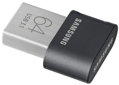 Produktbild von Samsung MUF-64AB, 64 GB, USB Typ-A, 3.2 Gen 1 (3.1 Gen 1), 200 MB/s, Drehring, Schwarz, Edelstahl