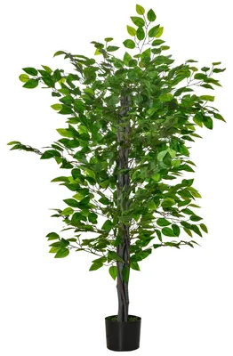 Image de Arbre Artificiel Plante Artificielle ficus H.1,35 m Tronc Branches Liane Lichen Feuilles Grand ršŠalisme Pot Inclus
