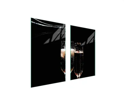 Produktbild von Herdabdeckplatten 2 teilig 75x52 Glaskeramikkochfeld Abdeckung Glas Schneidebrett Brille Schwarz