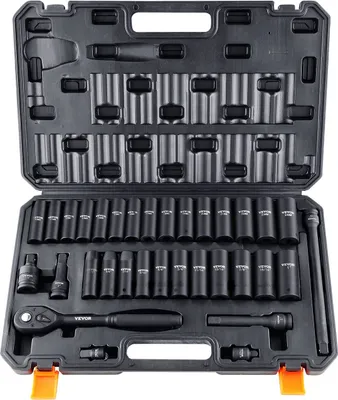 Image de Jeu de clés à chocs, 33 pièces, entraînement 6 points 1/2 pouces, coffret d'outils embouts/cliquet