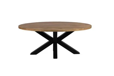 Produktbild von Zita Home Dänischer ovaler Esstisch – 170 cm – Natur – Mangoholz – dickes Gestell