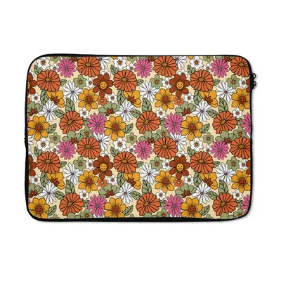 Produktbild von MuchoWow® Laptop Hülle 14 ZollVintage - Blumen - Muster Laptoptasche - Laptoptasche - Stoßsicher - Schutzhaube