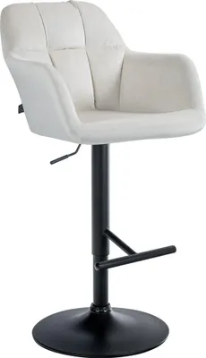 Produktbild von CLP Barhocker Natoma Samt I 360° Drehbar, Metallgestell Mit Fußstütze | Farbe creme Material Gestell Metall matt schwarz