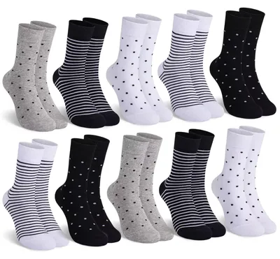 Obrázek produktu pro Mowenti, dámské ponožky, bavlna, 10 párů. Barevné dámské ponožky s vzory