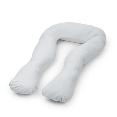 Image de Coussin de grossesse en U pour dormir et allaiter avec housse amovible, gris clair