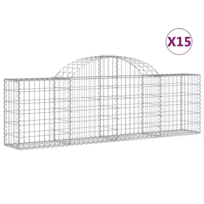 Image de vidaXL Gabions avec arc surélevé 15 pcs. 200x30x60/80 cm Fer galvanisé