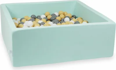 Produktbild von Bällebad 110x110x40cm mint – Mit 600 Bällen / beige, grau, weiß
