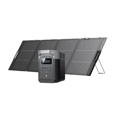 Produktbild von EcoFlow DELTA 2 tragbare Powerstation mit 220W Solar Panel, balkonkraftwerk mit speicher solaranlage balkon und Schnellladung als Solargenerator