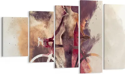 Produktbild von Bild auf Leinwand - Leinwandbild - Körper Mädchen Fahrrad Illustration - 100x60cm - Wand Bild - Wanddeko - Leinwanddruck - Bilder - Kunstdruck - Leinwand bilder - Wandkunst - EG100x60-3136