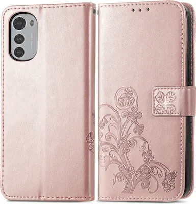 Produktbild von Mobigear Clover  Motorola Moto E32s Hülle Klapphülle Geldbörse - Roségold