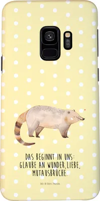 Produktbild von Mr. & Mrs. Panda Samsung Galaxy S9 Handyhülle Nasenbär - Gelb Pastell - Geschenk, Smartphone Hülle, Bär, Rüsselbär, Cover, Lustige Sprüche, Handy Schutzhülle, Nasenbären