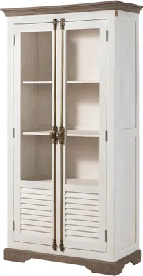 Image de MASSIVMOEBEL24 | Vitrine TOULOUSE #101 Bois de Manguier Laqué Blanc - 97x45x190