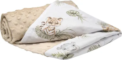 Immagine prodotto di Coperta per neonati in cotone, 75x100, safari con minky beige