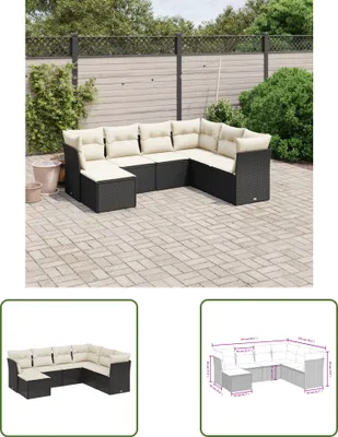 Produktbild von The Living Store 7-tlg. Garten-Sofagarnitur mit Kissen Schwarz Poly Rattan