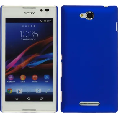 Produktbild von PhoneNatic Case kompatibel mit Sony Xperia C - Hülle blau gummiert Hard-case + 2 Schutzfolien
