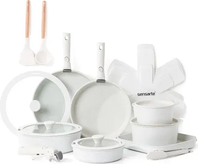 Image de set de 23 casseroles et poêles avec poignée amovible, revêtement anti-adhésif, pour induction et lave-vaisselle