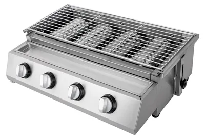Zdjęcie produktu dla Grill, 4 palniki, przenośny, na gaz LPG, srebrny