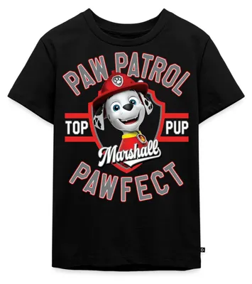 Produktbild von Spreadshirt Paw Patrol Marshall Pawfect Feuerwehrhund Kinder Premium T-Shirt, 110/116 (4 Jahre), Schwarz