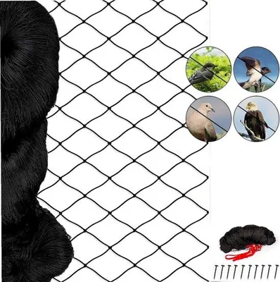 Immagine prodotto di Rete nera antiuccelli 7,5 m x 15 m per pollai e giardini