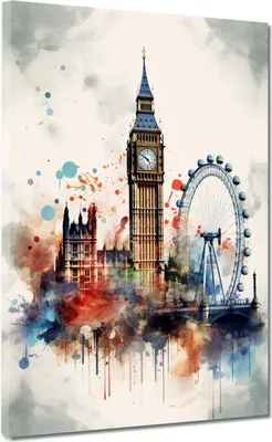 Produktbild von London abstrakt Leinwandbild Wandbild  Kunstdruck XL Wanddeko UK: 60x80x2cm
