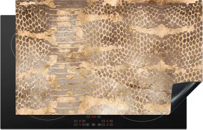 Produktbild von KitchenYeah© Herdabdeckplatte Tiermuster - Schlange - Gold - Luxus , 85x52cm, Küche Deko, Glaskeramikkochfeld Herdabdeckung, Abdeckplatte fùr Kochfeld