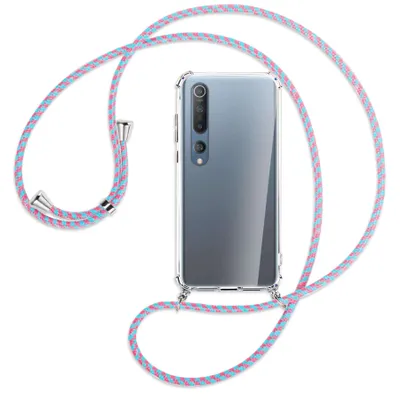 Produktbild von Handykette Backcover-Schutzhülle mit Band (Metall silberfarben) für Xiaomi Mi 10 (Pro) - pink/mint