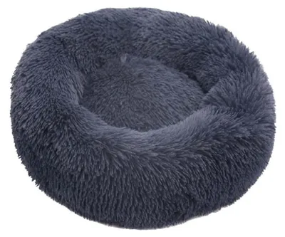 Immagine prodotto di Cuccia per cani, cuccia per gatti, forma a ciambella, in peluche, color grigio scuro, 90 cm