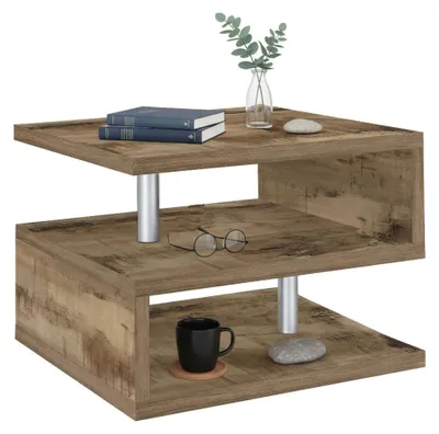 Produktbild von Couchtisch Dcalligari, Wohnzimmer-Couchtisch, niedriges Aufbewahrungselement, Couchtisch, 55x55x41 cm, Ahorn