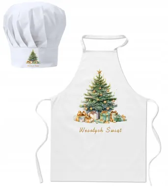 Produktbild von HaftNadruk Weihnachtliches Küchenset mit Schürze und Kochmütze