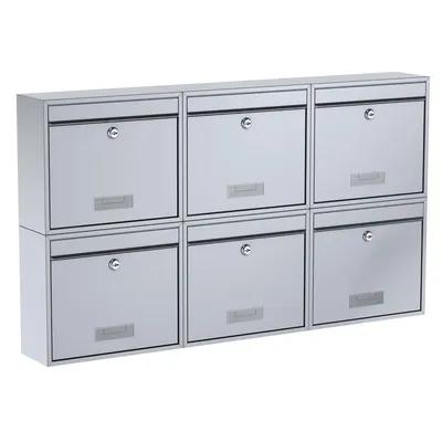 Produktbild von BASI - Briefkasten - SET - 6x BK 900 - Stahl Silber - 6x2170-0661