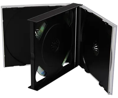 Image de Boîtier pour CD/DVD de 25 mm - Lot de 10 - 3 couches - Noir - Solution de rangement - Adapté pour 3 disques - Pochette pour CD/DVD
