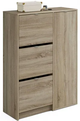 Schuhschrank mit 3 Türen, 25 Paare, Eiche Cambrian, 122x85x37 cm