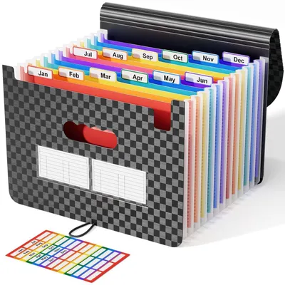 Produktbild von Fächermappe A4 13 Taschen erweiterbar Schwarz