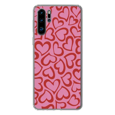 Produktbild von MuchoWow® Handyhülle Schutzhülle Hülle für Huawei P30 Pro Eine Illustration der Tapete mit roten Herzen Silikon Softcase Handy Hülle - Schutzdeckel