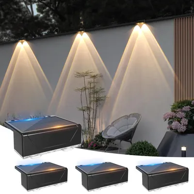 Solar-Wandleuchte für Außen, 3 Modi, wasserdicht, 4er-Set