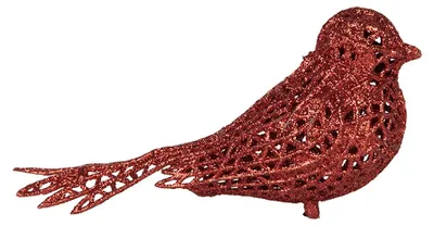 Image de Clayre & Eef Pendentif de Noël oiseau 16x6x6 cm rouge plastique