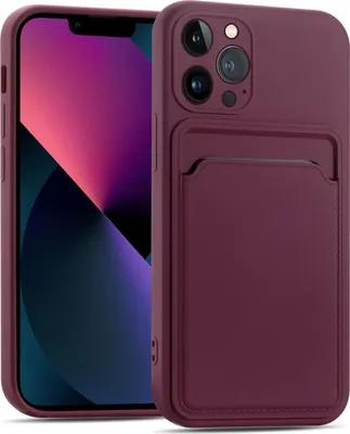 Produktbild von Conie Schutzhülle für iPhone 13 Pro mit Kartenfach Tasche Case Cover Bumper Silikon Hülle in Lila