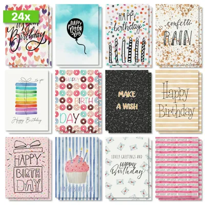 Image de sigel DS703 sigel Jeu de cartes postales d'anniversaire "Colourful Birthday Fun