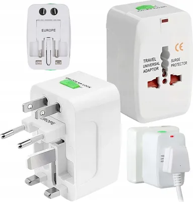 Zdjęcie produktu dla ADAPTER UK EU USA PRZEJŚCIÓWKA NA GNIAZDKA UNIWERSALNY CAŁY ŚWIAT 7,5 cm x 4,5 cm x 4 cm