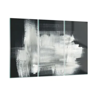 Produktbild von Bilder auf glas - 3 Teile - Abstraktion Schwarz Weiß - 165x110cm - Glasbilder - Wandbilder - Bilder - zum Aufhängen bereit - Wanddekoration aus Glas - Glas Bilder - Wandbild auf Glas - GCE165x110-4173