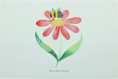 Produktbild von Mr. & Mrs. Panda Glasschneidebrett Hummel Blume - Weiß - Geschenk, Hummeln, Hackbrett, Glas Schneidbrett, Schneidebrett Aus, Feld, Schneideplatte, Wespe, Küchenbrett