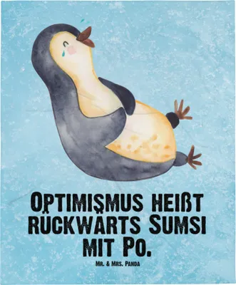 Produktbild von Mr. & Mrs. Panda Plaid Pinguin Lachen - Eisblau - Geschenk, Haha, Fröhlich, Kinderdecke, Humor, Fleecedecke, Schlummerdecke, Pinguine, Lol, Erstlingsdecke, Babydecke