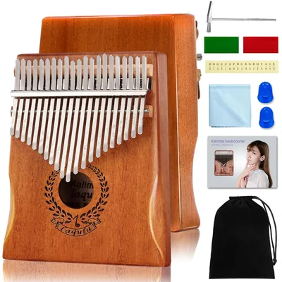 Produktbild von Kalimba mit 21 Tasten – professionelles Musikinstrument mit Lernanleitung und Stimmhammer