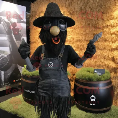 Produktbild von Schwarze REDBROKOLY Vogelscheuche Maskottchen kostümfigur bekleidet mit einem Tanktop und Armbändern