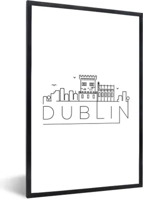 Produktbild von MuchoWow® MuchoWow® Gerahmtes Poster Skyline "Dublin" weiß 40x60 cm - Poster mit zchwarzem Bilderrahmen - Papierdruck - Wandbilder
