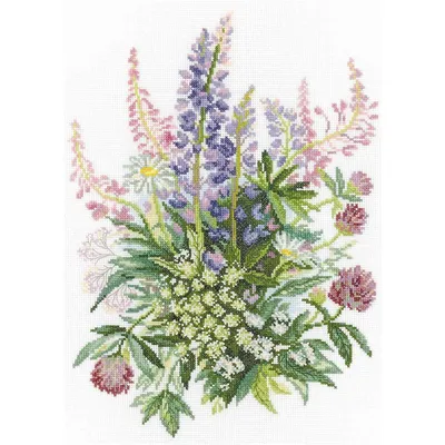 Immagine prodotto di Set per ricamo a punto croce contato RTO "Trifoglio e lupino" M300, 30x38 cm